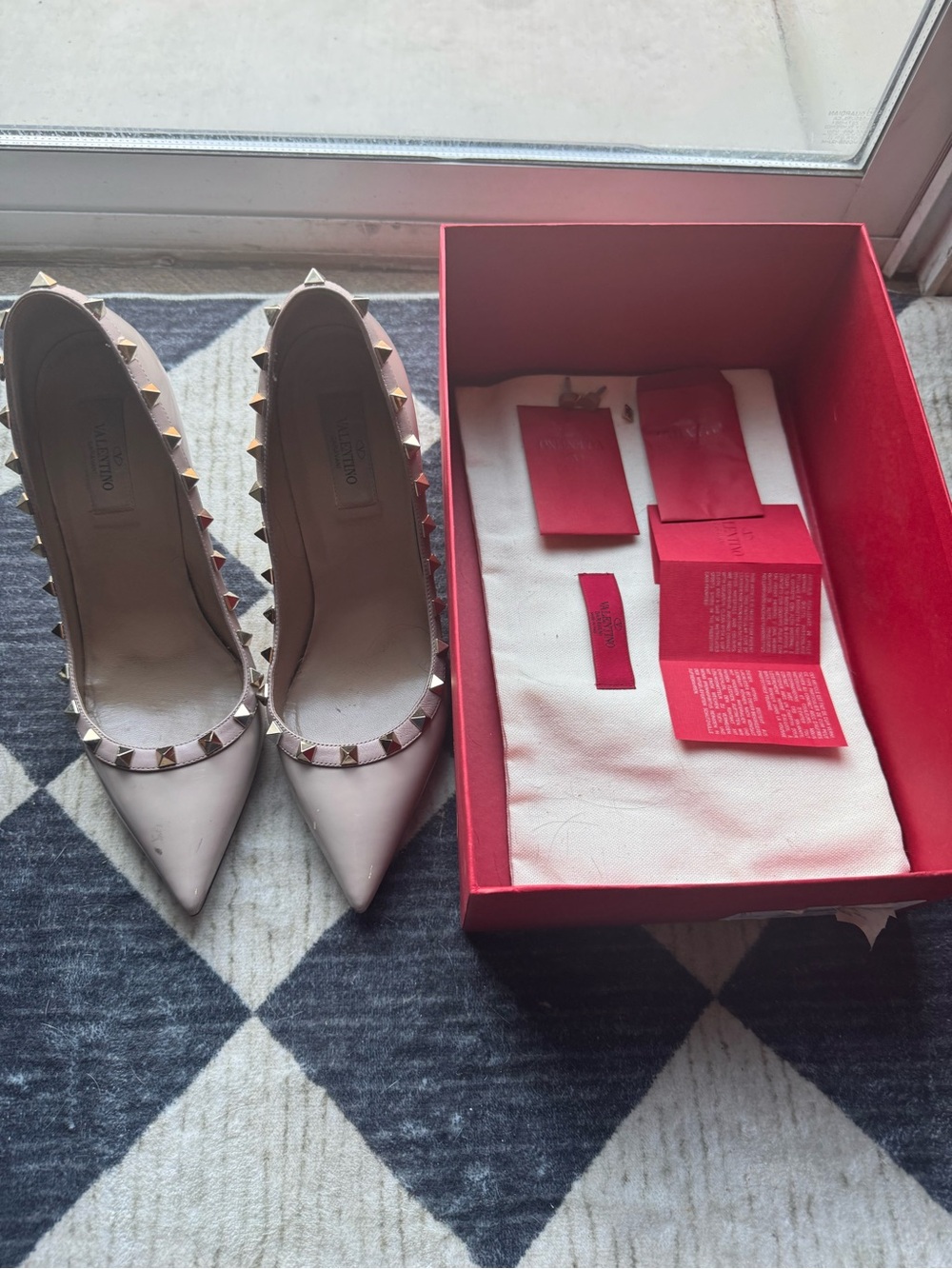 Valentino Nude Studded Heels Box Dust Bag Included Size 38.5